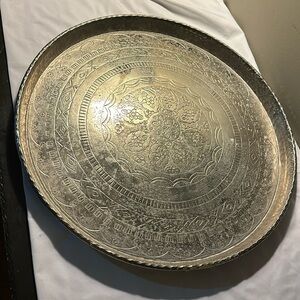Retired POTTERY BARN hammered etched silver tray